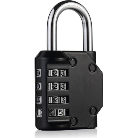 Cadenas à Combinaison à 4 Digit, Serrure Combinée, Métal étanche et Fermoir Combiné en Acier Plaqué (Un Pièces) - Noir (1/4)