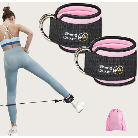 Sangle Cheville - Pour Machine À Câble - Renforcement Fessiers Et Jambes - Réglable - Unisexe - Lot De 2 (1/5)