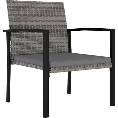 Maison Exclusive - Garten-Essstühle 4 Stk. Poly Rattan Grau (1/5)