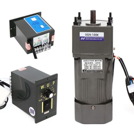 Motore asincrono monofase a ingranaggi, 220 V CA, 90 W, con controllo della velocità.