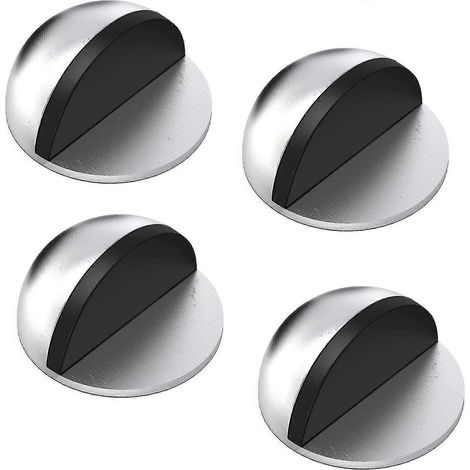 Butées de porte, ensemble de 4 butées de porte en acier inoxydable avec amortisseurs en caoutchouc, butée de porte adhésive pour tous les sols durs [jkw] (1/5)