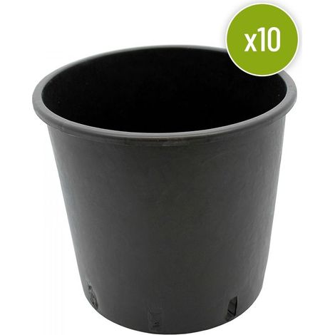Lot de 10 POTS ROND PLASTIQUE 10L / 24x24 cm