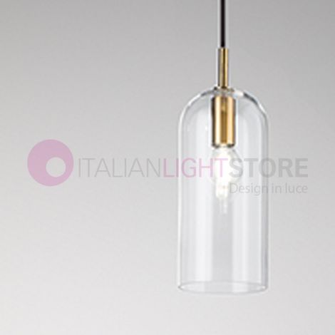 Sospensione Contemporanea Coro Metallo Oro Vetro Trasparente 1 Luce E14 (1/3)