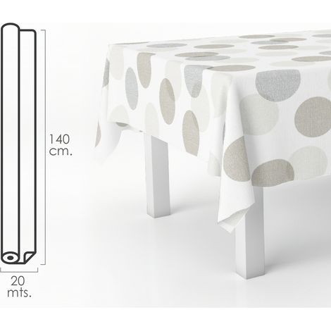 Mantel Antimanchas Hule Rollo 140 x 20 metros. Circulos Beis