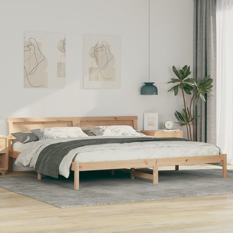 vidaXL Cadre de lit avec tĂŞte de lit Marron 180 x 200 cm Pin massif (1/5)