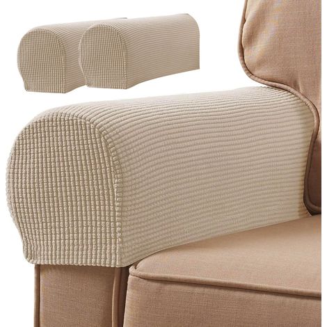 Gants pour accoudoirs de canapé - Lot de 2 - Kaki - Matière extensible en spandex (1/5)