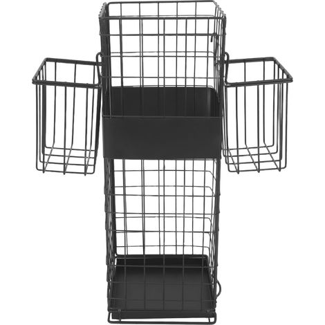 Porte-parapluie en Fer Noir avec Bac à Gouttes Intégré et Crochet, Design Carré Élégant pour Intérieur et Bureau, Entretien Facile et Base Antidérapante (1/5)