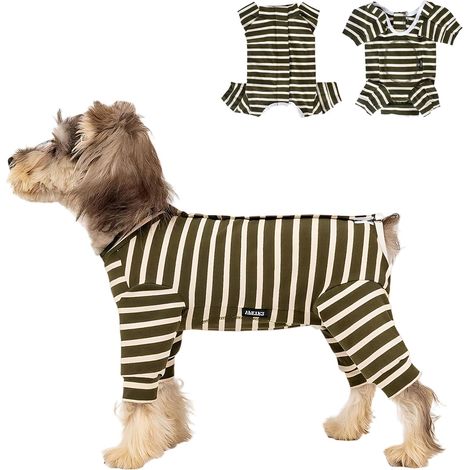 Combinaison de Récupération pour Chiens après Chirurgie,Combinaison à Manches Longues pour Chiens après Stérilisation,Pyjama pour Petits et Moyens Chien,Protection des Plaies (Vert-B S)