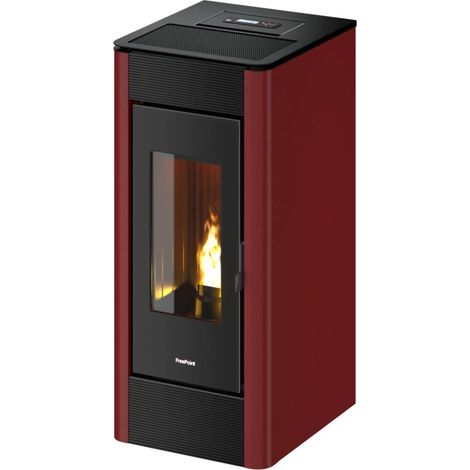stufa a pellet ermetica, ventilata e canalizzata freepoint "indaco 11" bordeaux 10,5 kw (1/3)