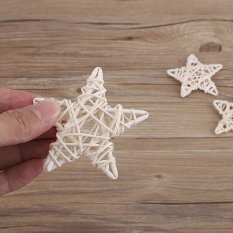 Set mit 6 DIY-Sternen aus Naturrattan für Hochzeits-, Party- oder Weihnachtsdekorationen (weiß) (1/5)