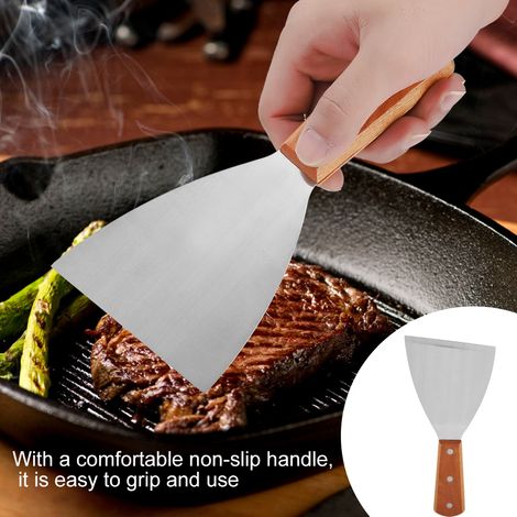 Grillwender aus Edelstahl, antihaftbeschichtet und hitzebeständig, ideal für Rindersteaks. (1/5)