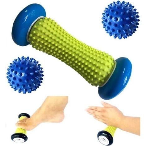 Rulli in schiuma, massaggiatori per piedi, palline massaggianti spinose per i piedi, massaggio muscolare e rilassamento (1 rullo + 2 palline)