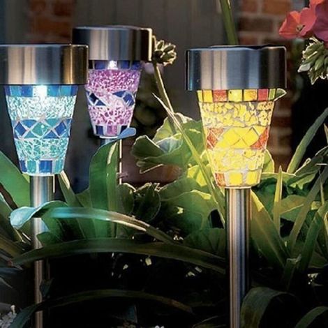 Lampe Solaire 3pcs Lumières de bordure en mosaïque Lampes de jardin Extérieur éclairage LIE429 (1/4)