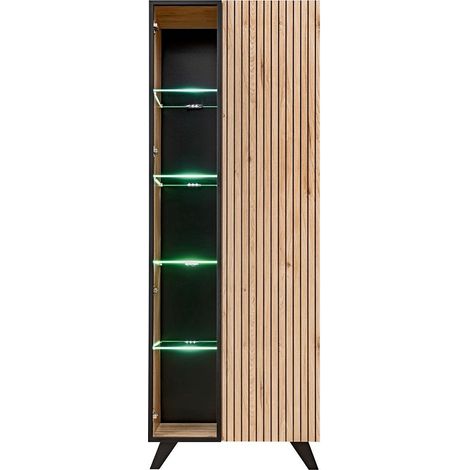 Design-Hochvitrine NIELSEN – 2 Türen mit integrierter LED-Beleuchtung