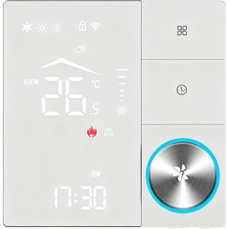 Thermostat variateur WiFi 0-10V DC pour ventilo-convecteur, blanc