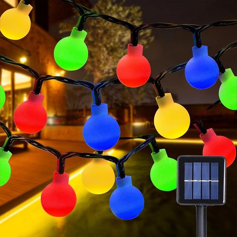 LED Solaire Guirlande Lumineuse, 12M Guirlande Lumineuse Sphérique, 8 Modes Étanche 100 LEDs Boules Guirlandes Lumineuses Intérieure Extérieure pour Fêtes, Mariages, Chambres (Or)