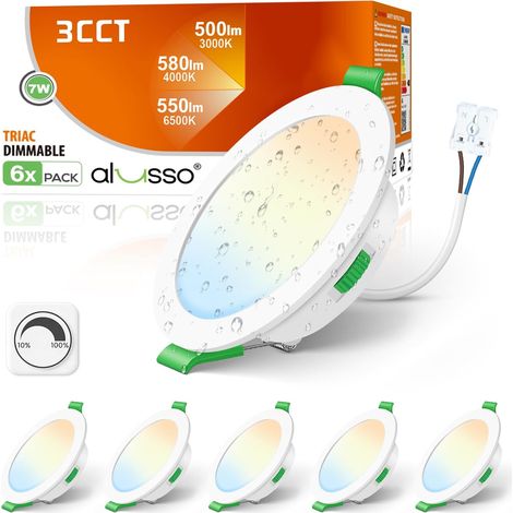 LED Spot Encastrable 7W 580 Lumen Dimmable 3CCT 90-100mm Lot de 6 (1/5)