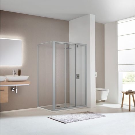 Koralle Schiebetür TwiggyTop DSTT 3 90 860-900x1850 silber matt Aquaperl transparent (1/3)