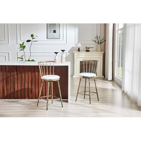 Tabouret de bar style Windsor en métal assise rembourrée hauteur bar pour îlot de cuisine et restaurant design industriel vintage (1/5)