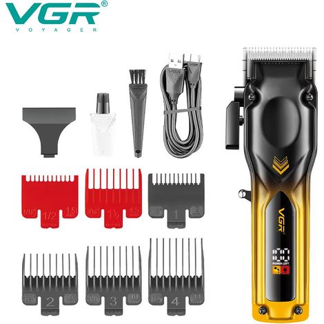 Tondeuse à cheveux électrique (dorée) avec vaporisateur pour les pores, tondeuse électrique rechargeable, tondeuse à cheveux avec écran numérique LCD