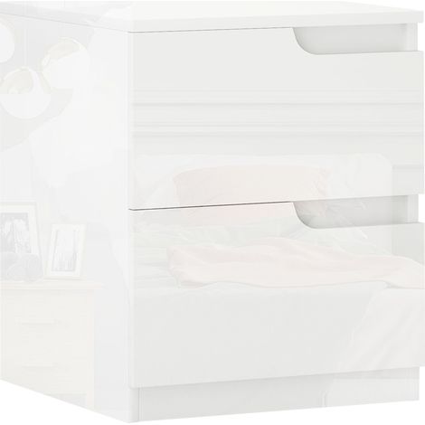 Comodino con Cassetti 40x40x48 cm in Legno Bianco Lucido (1/5)