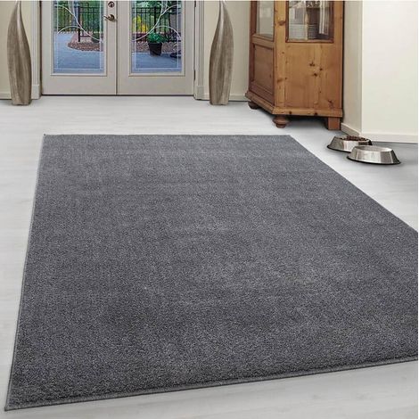 Tapis uni à courtes mèches pour salon Rush Gris clair 160x230 (1/5)