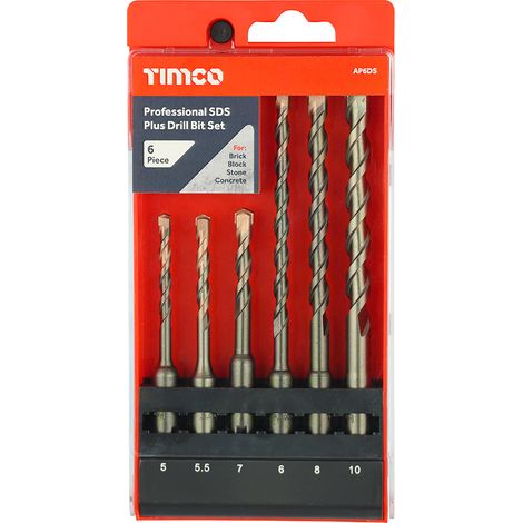 TIMCO Professional SDS Plus Drill Bit Set for Masonry, Tungsten Carbide Tipped - 5.0 x 10.0 - 6 Pieces
