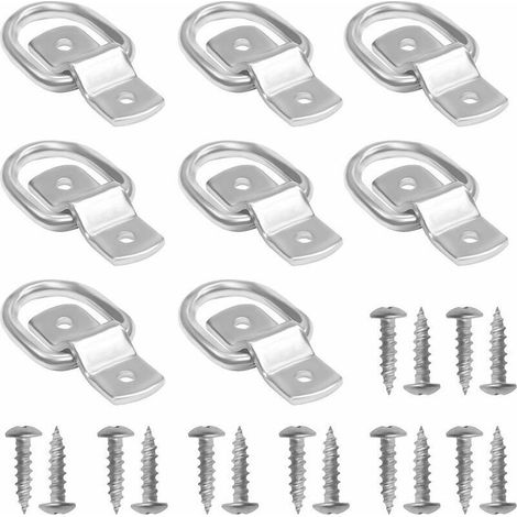 Anneau Arrimage avec Supports et Vis (Lot de 8) -47406mm- Supporte 400 Kg - Fixation Inox pour Sécuriser L’Ancrage des Bateaux, Remorques, Cargaisons, Camions et Fourgonnettes (1/5)