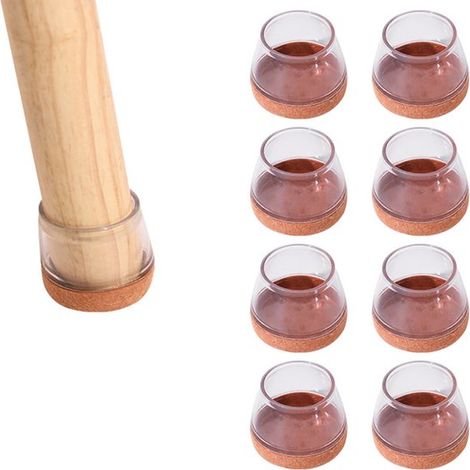8 protectores pequeños patas sillas suelos madera, tapas redondas silicona almohadillas fieltro patas ángulo 15-25°, adecuadas patas 30-39 mm (1/2)