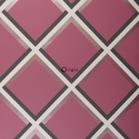 papier peint géométrique violet aubergine  - Origin Wallcoverings