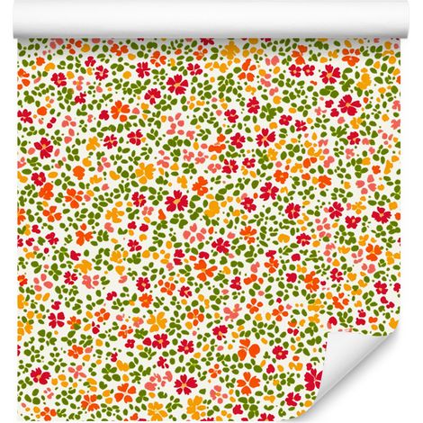 Papier peint à petites fleurs crème, beige, pêche et jaune 50x1000 cm (1/5)