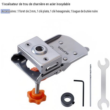 Bohrschablone für verdeckte Scharniere aus Edelstahl, verstellbare Bohrvorrichtung für Schrank- und Möbeltüren, Bohrhilfe mit Schnellspannklemme, verbessertes Holzbearbeitungswerkzeug (1/5)