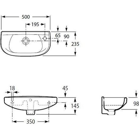 Roca POLO 50x23,5 lavabo grigio compatto moderno
