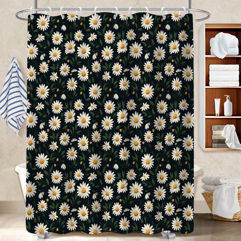 Kit rideau de douche en polyester 180x180 déco d‘intérieur housse de baignoire pour baignoire asymétrique (1/5)