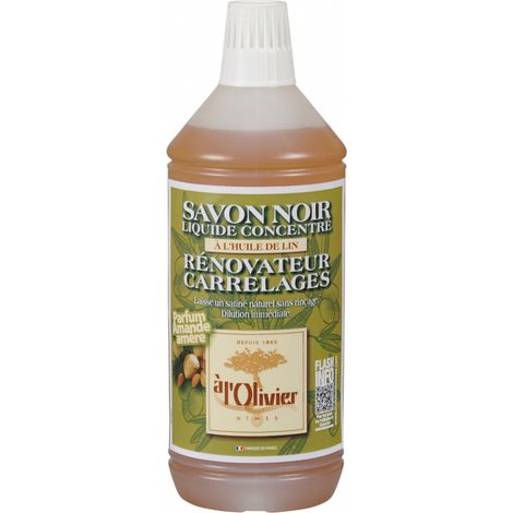 Savon noir liquide concentré parfum amande 1L – Nettoyant pour sols, faïence, marbre – Fini satiné naturel sans rinçage – Mieuxa