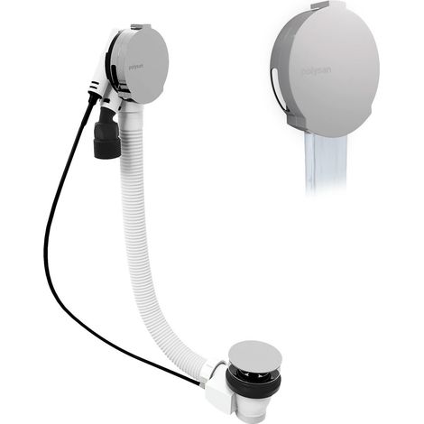 Polysan - Garniture de vidage avec remplissage par le trop-plein, longueur 80 cm, chrome 71853 (1/4)