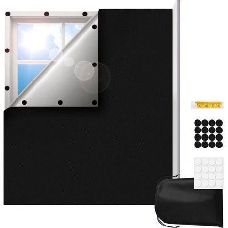 Rideau occultant - - Design assorti - 300 x 145 cm - Noir - Fixation magnétique sans perçage (1/4)