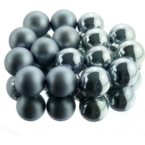 Christbaum-Mini-Kugeln Hazy Blue stahlblau Ø 3,5 cm aus Glas - 16er Set