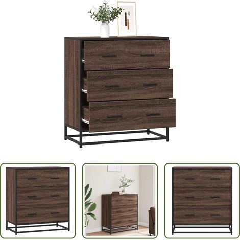 Buffet industriel - Buffet chêne marron 68x35x76 cm bois d'ingénierie et métal (1/5)