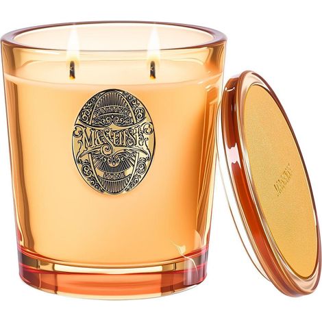 Bougie Parfumée Basilikum Gingembre 560g Cire de Soja 2 Mèches 110h Durée de Combustion Idée Cadeau