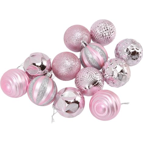 Boules de Noël décoratives pour sapin, idéales pour les fêtes de famille, les dîners au jardin et les anniversaires (rose). (1/5)