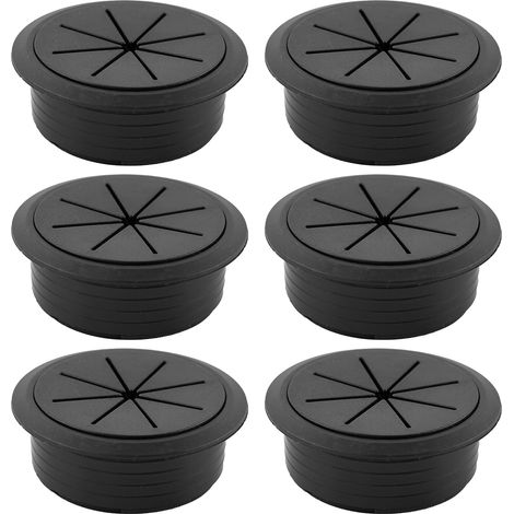 6 Pièces Passe Câble en Plastique, 60mm Oeillet de Bureau Noir, Passe Cable Bureau pour Bureaux, Tables d'ordinateurs, Postes de Travail (Noir) (1/5)