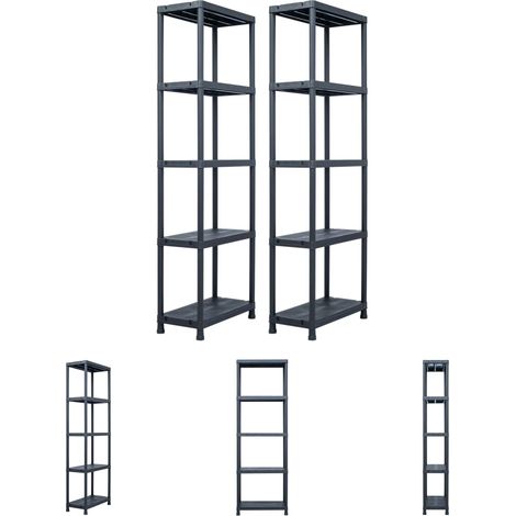 Topdeal étagères de rangement 2 pcs Noir 125 kg 60x30x180 cm Plastique (1/5)