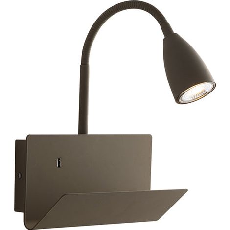 Gpplique da parete in metallo con luce flessibile e presa USB Gulp - Marrone (1/2)