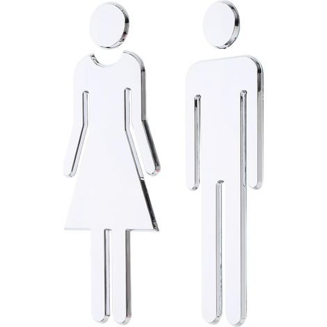 Panneaux de Toilettes Signalétique Directionnelle pour Femmes et Hommes en Abs Argenté Pratique pour Lavabos et Salles de Bains D'hôtel (1/5)