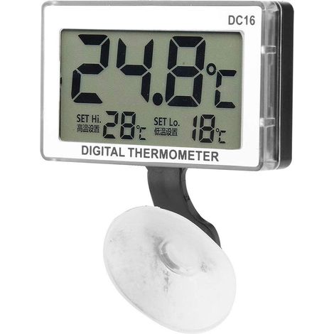 Thermomètre numérique, Thermometre aquarium digital, DC16 LCD étanche temperature aquarium avec Ventouse, Thermometre aquarium pour serre, jardin, cave, réfrigérateur, placard (1/5)