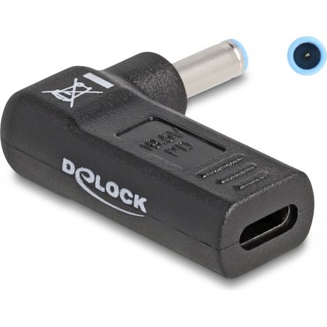 Delock Adaptador para cable de carga de ordenador portÃ¡til USB Type-Câ¢ hembra a HP 4,5 x 3,0 mm macho en Ã¡ngulo de 90Â°