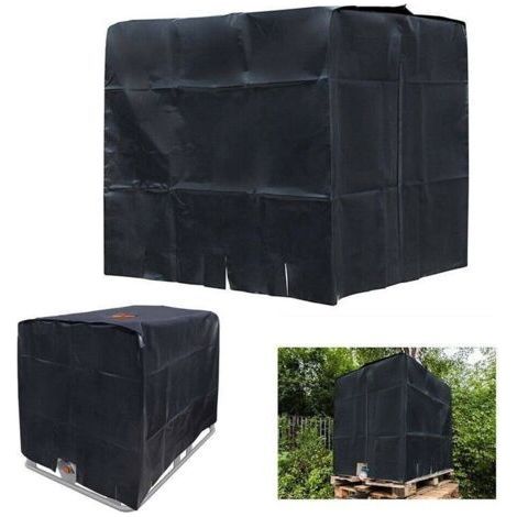 1000L Bucket Cover Housse anti-poussière IBC Water Tank Ton Bucket Cover Housse de protection Couvercle de réservoir d'eau 210D Oxford Cloth Sunscreen, Noir 120 100 116cm (1/4)