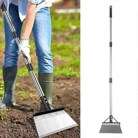 Pelle de jardin multifonctionnelle, pelle plate robuste en acier avec manche réglable, grattoir de sol, outil de jardinage pour le désherbage et le déglaçage. (1/4)