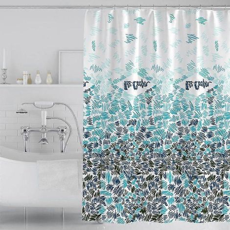Rideau de douche à séchage rapide 180 x 200 cm avec 12 crochets, en polyester imperméable et lavable en machine, idéal pour la salle de bain. (1/5)
